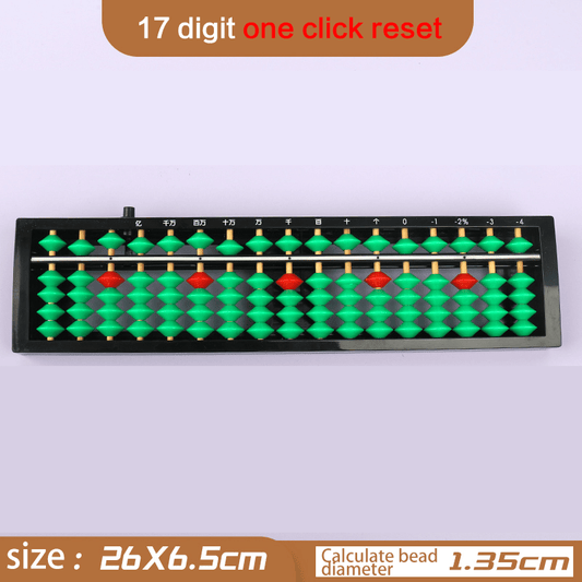 10 Pieces- 17-Rod Wooden & Plastic Abacus with One-Click Reset –Educational Counting Tool Green