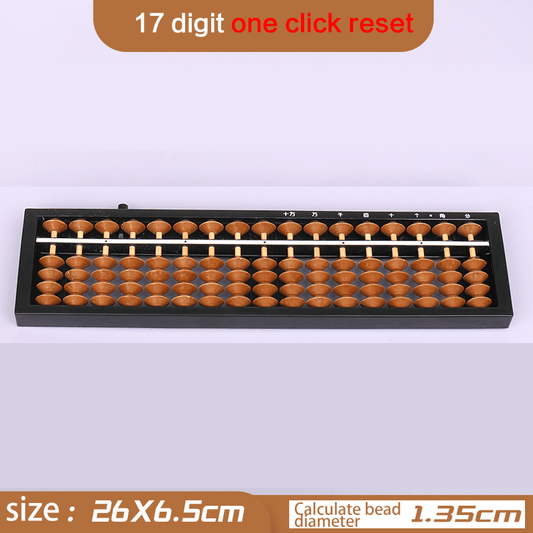 10 Pieces- 17-Rod Wooden &Plastic Abacus with One-Click Reset –Educational Counting Tool Brown
