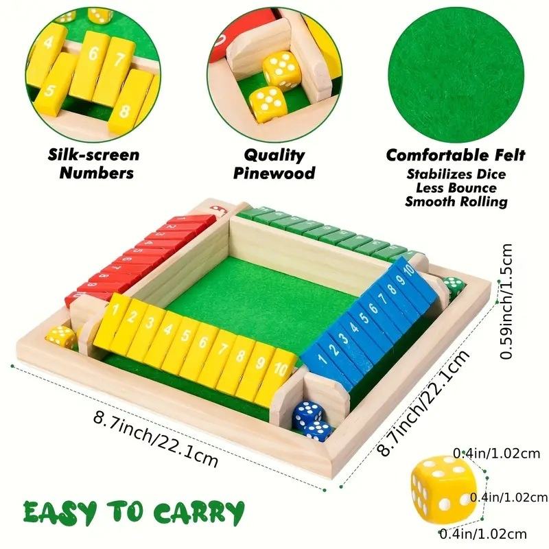 Wooden Chess Set 4 - person Digital Color Dice Closed Box Board Game Juguetes Bar - Yongjia County Jiaou Stationery Co., Ltd.