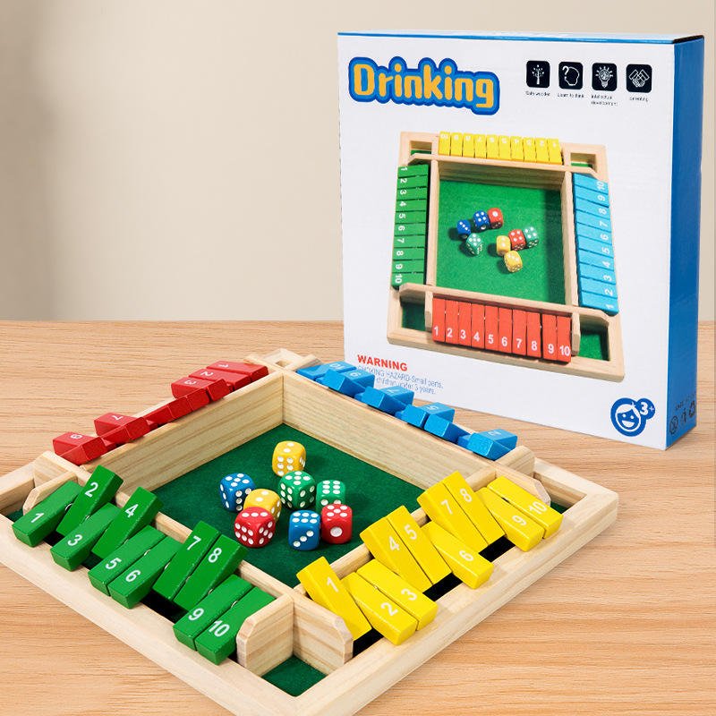Wooden Chess Set 4 - person Digital Color Dice Closed Box Board Game Juguetes Bar - Yongjia County Jiaou Stationery Co., Ltd.